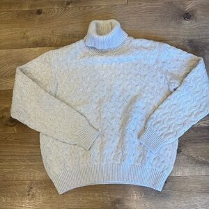 Jeanne Pierre 100% Cotton Cable Knit Turtle Neck Sweater Women’s Small Cream